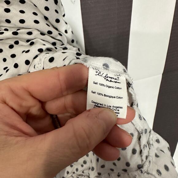 LIL LEMONS FOR LOVE & LEMONS Girls 7Y Polka Dot Dress Organic Cotton Lace Trim - Picture 6 of 7